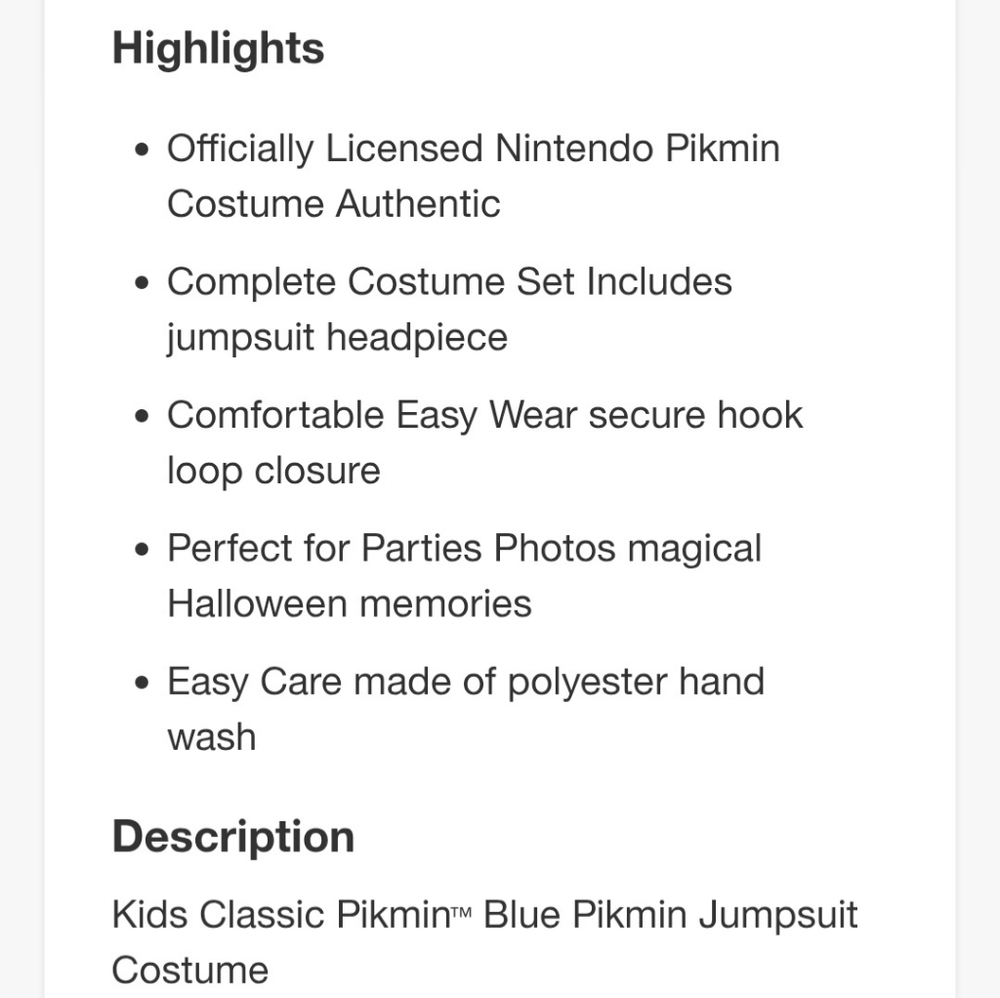 Nintendo Pinkin Kids Costume Size Small NEW - Picture 4 of 8
